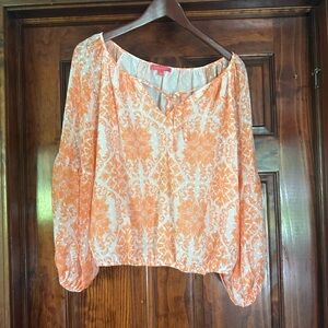 Flying Tomato Vibrant Orange and Cream Blouse